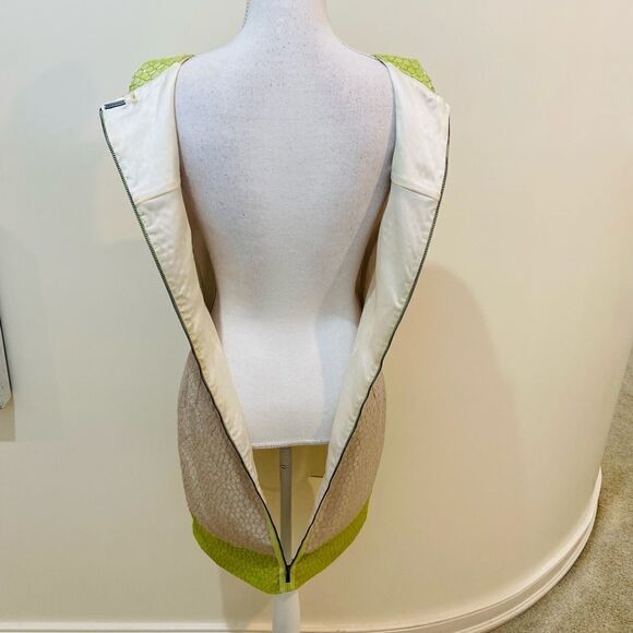 Eli Tahari sleeveless sheath fitted dress colorblock texture back exposed zipper - Picture 10 of 12